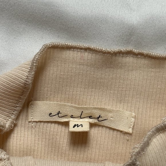 cream mock neck long sleeve ribbed top - Picture 3 of 5